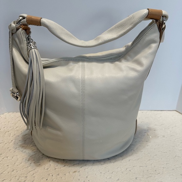 Brighton ‘Collins’ Cream White Leather Bohemian Bucket Shoulder Bag NWT - Picture 4 of 16